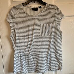 Attention blue and white stripe top